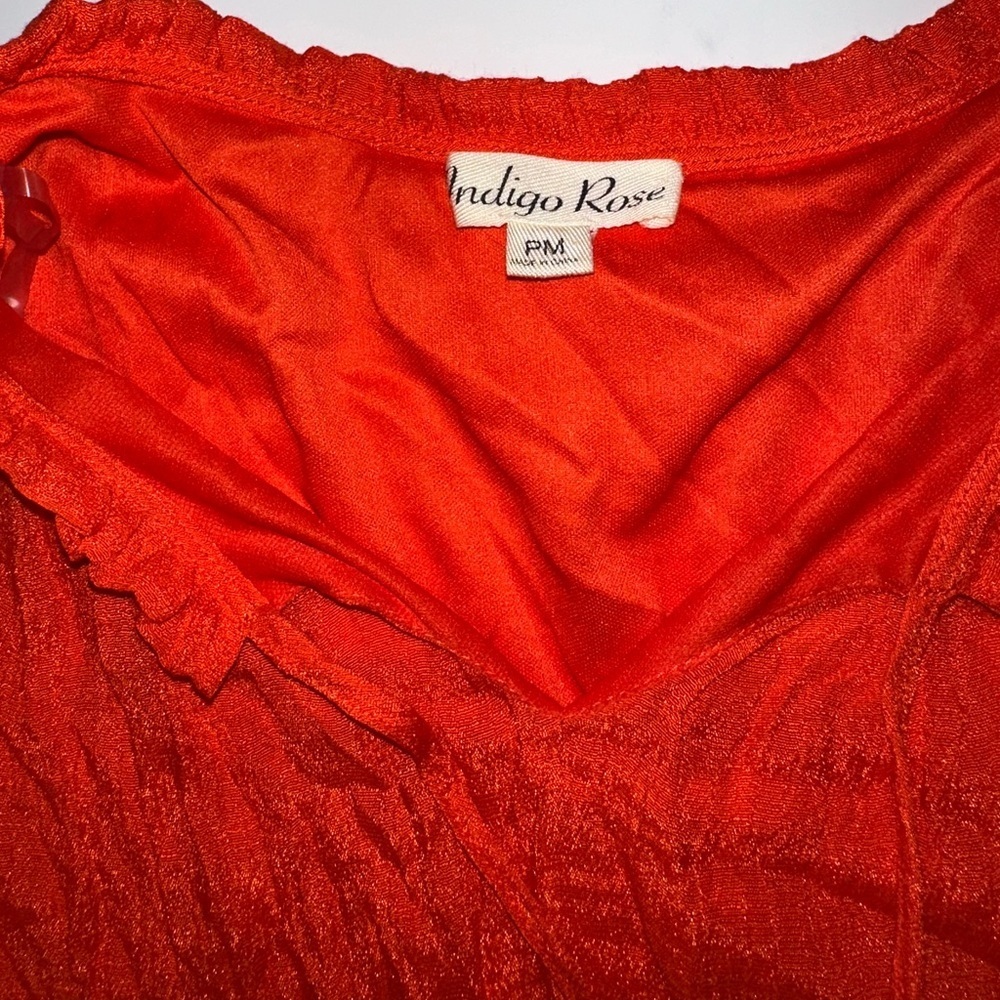 Indigo Rose Women’s Petite M Red Tiered Ruffle Dress Lined Sleeveless Boho Style - Picture 3 of 8